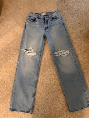 Madewell Light Blue Distressed low slung baggy jeans